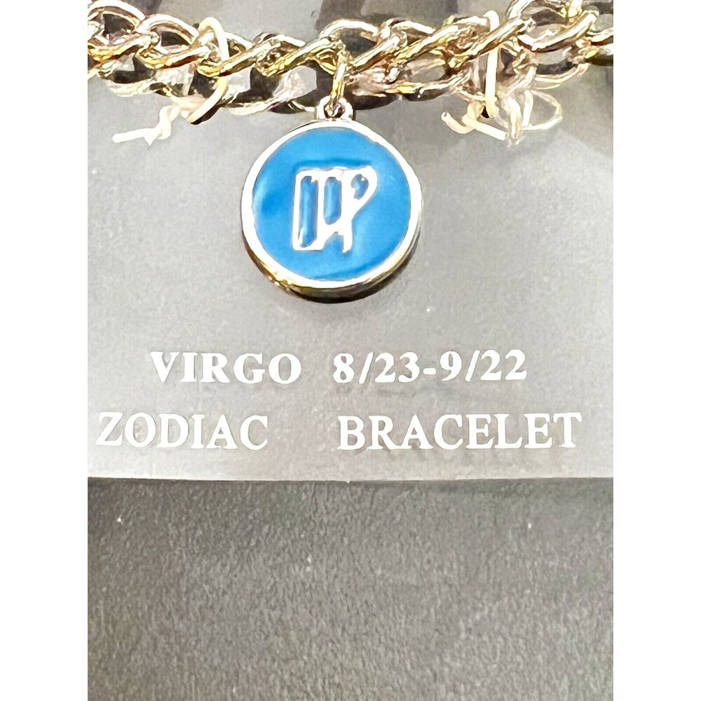 Two Sisters VIRGO ZODIAC Silver & Blue Bracelet Size 7